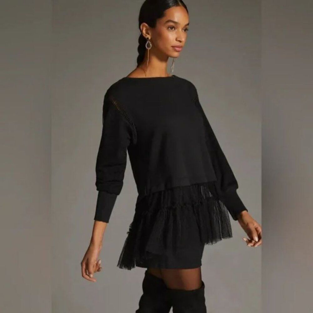 By Anthropologie Tulle Sweatshirt Size XS
